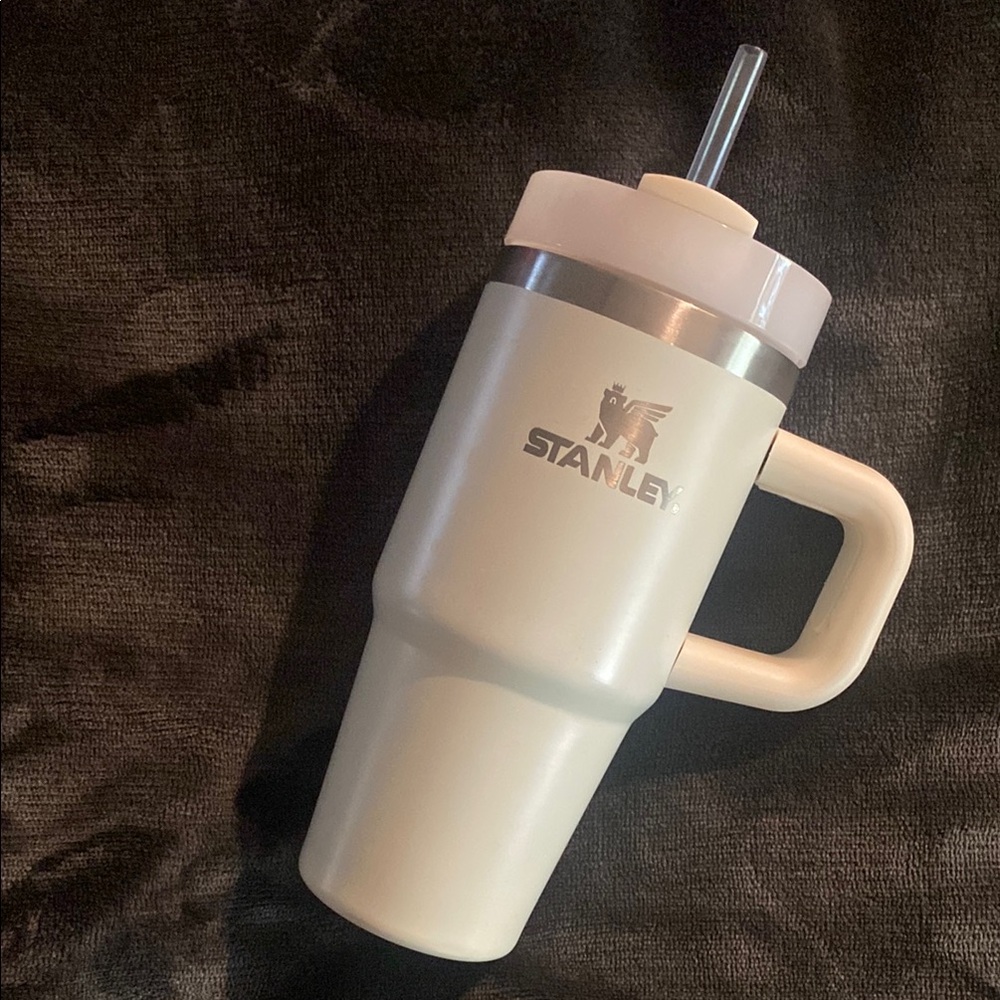 Stanley Off-White Travel Mug with Handle and Straw